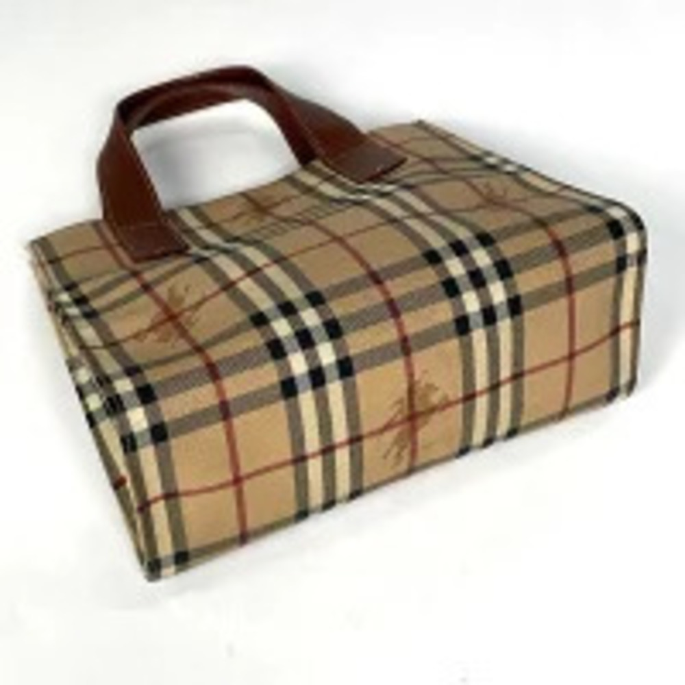 Burberry check handbag tote bag canvas brown - Picture 2 of 7